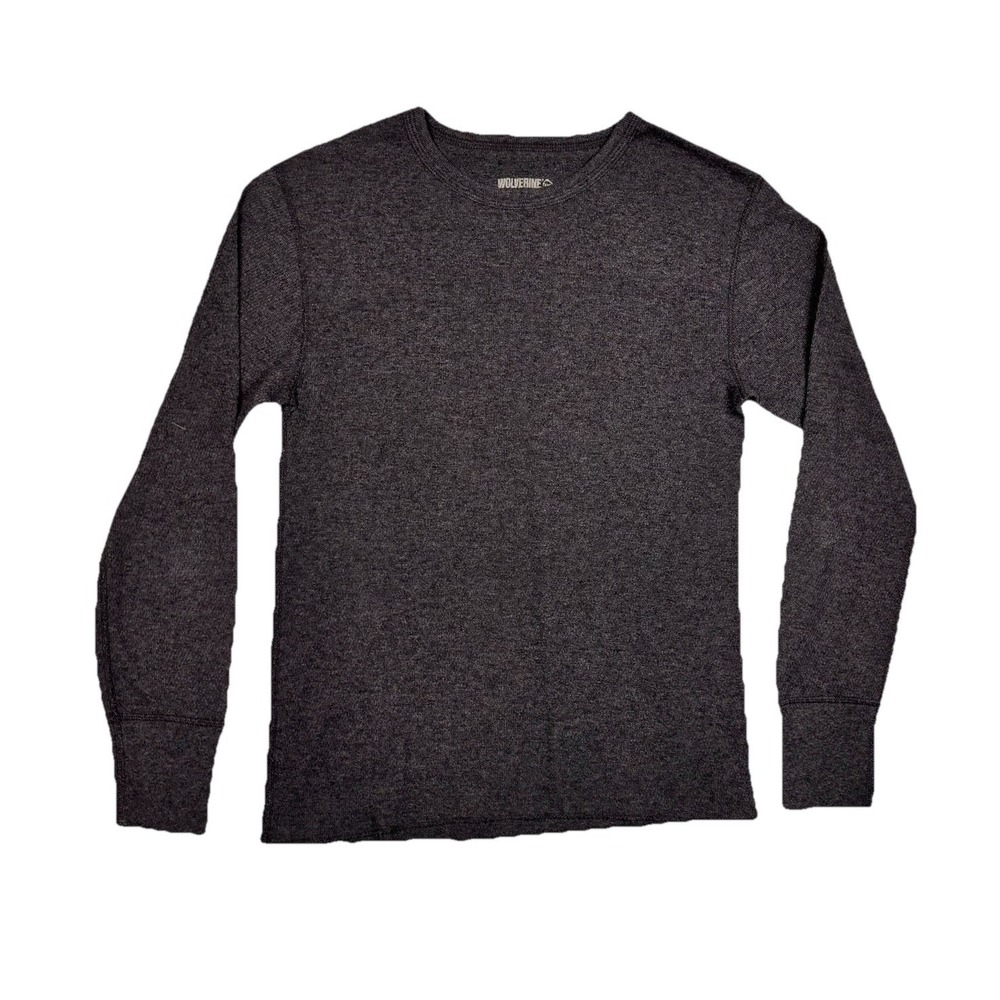 Wolverine Waffle Cotton Thermal Shirt Men's M Charcoal Gray Crewneck